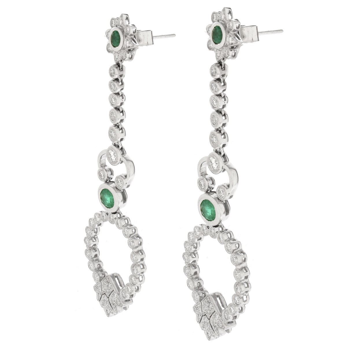 Emerald, Diamond and 18K Earrings