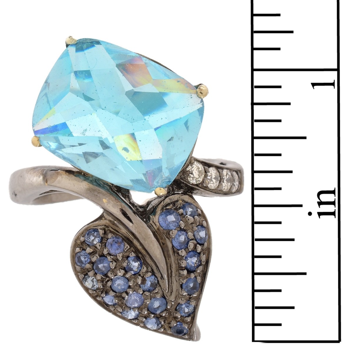 Topaz, Sapphire, Diamond and 18K Ring