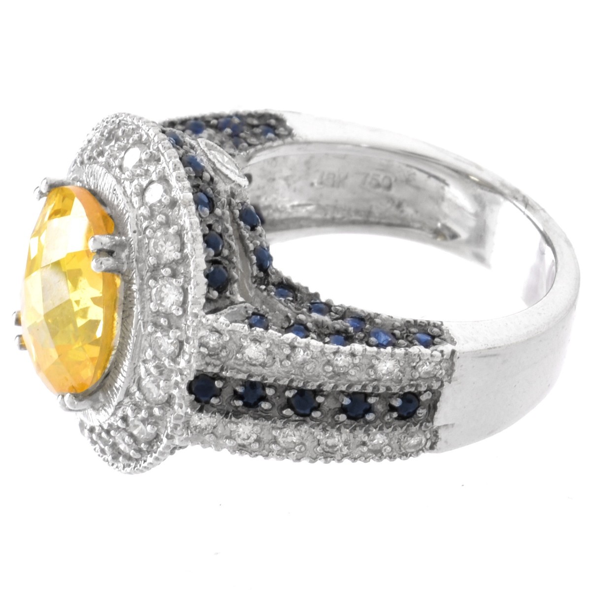 Citrine, Diamond, Sapphire and 18K Ring