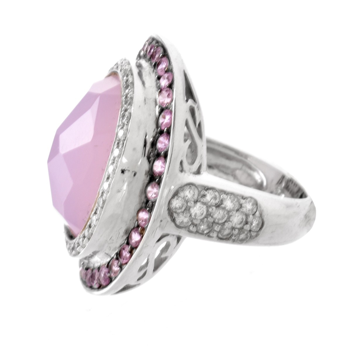 Moonstone, Sapphire, Diamond and 18K Ring