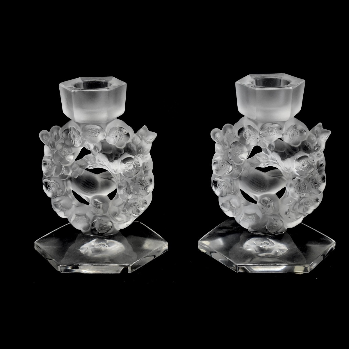 Pair of Lalique Candlesticks