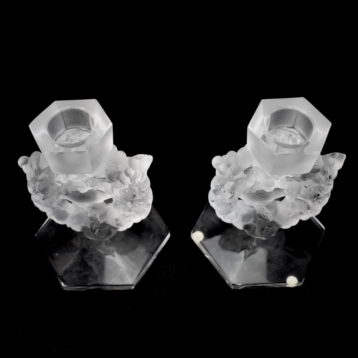 Pair of Lalique Candlesticks