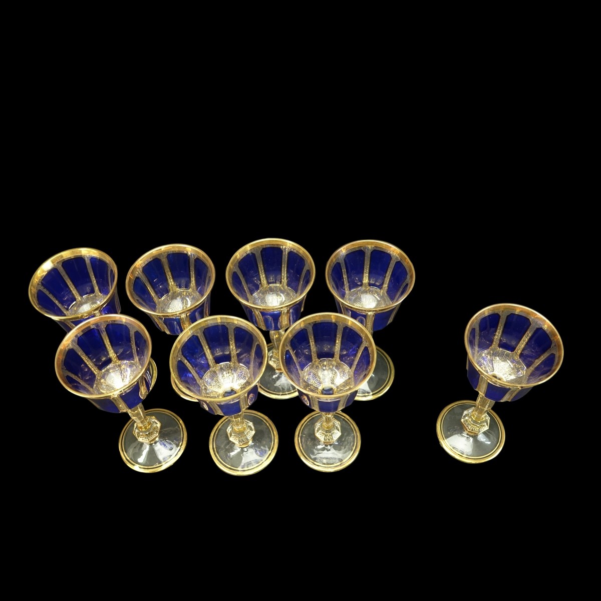 Eight Moser Stemmed Goblets