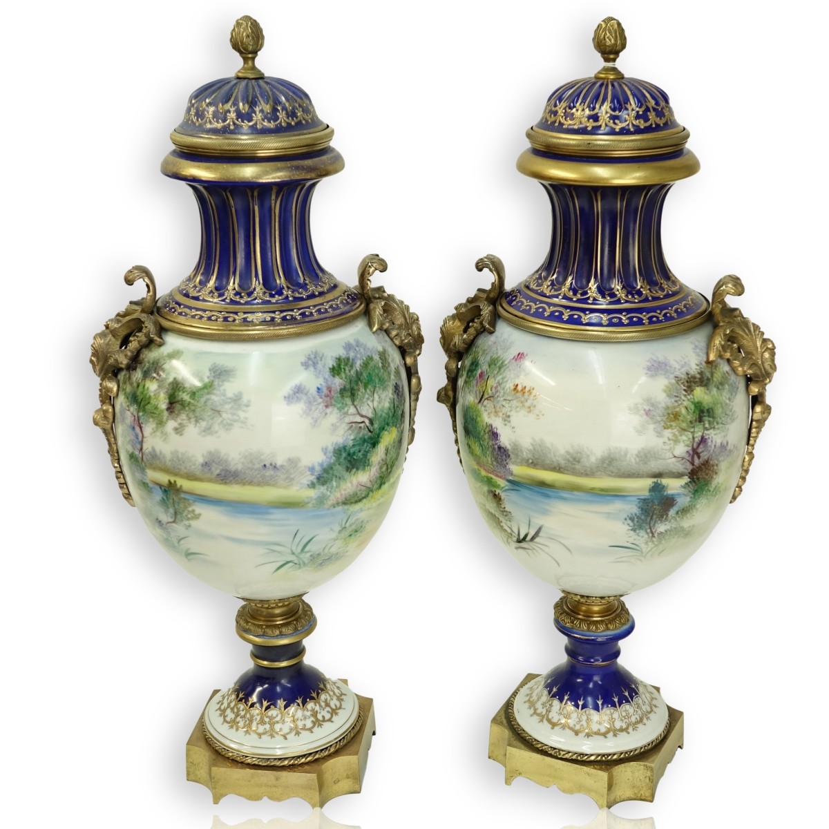 Large Sevres Style Urns