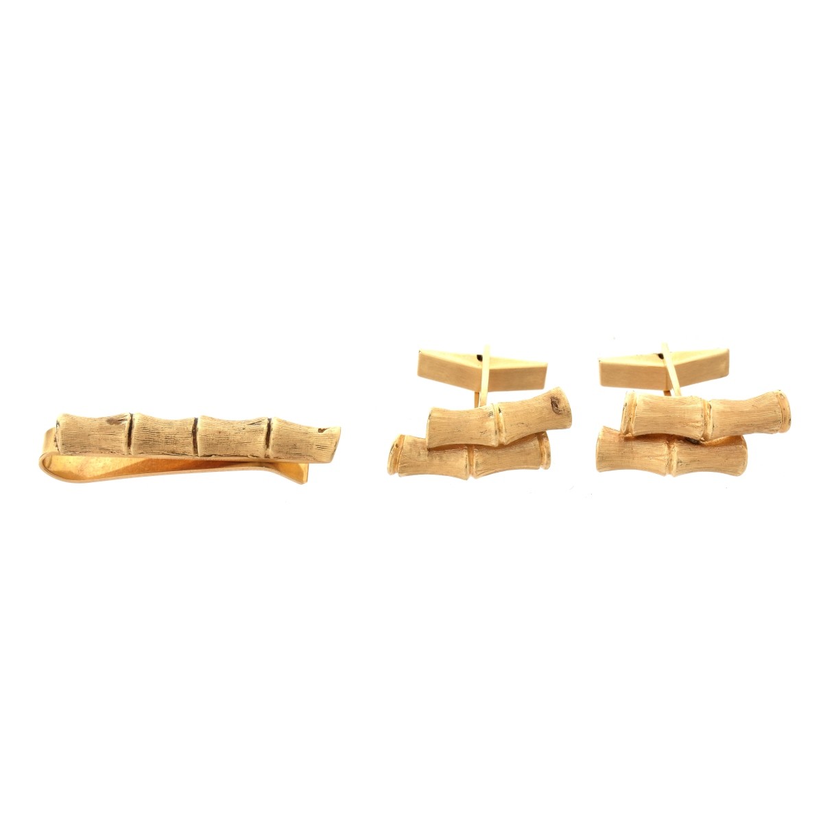 14K Cufflinks and Tie Clip