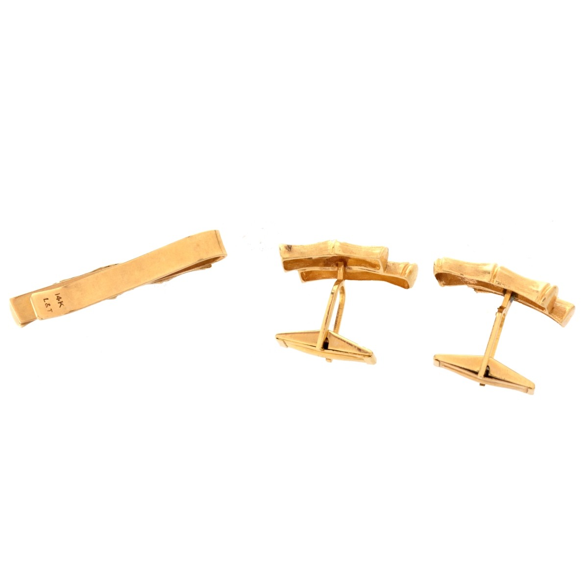 14K Cufflinks and Tie Clip