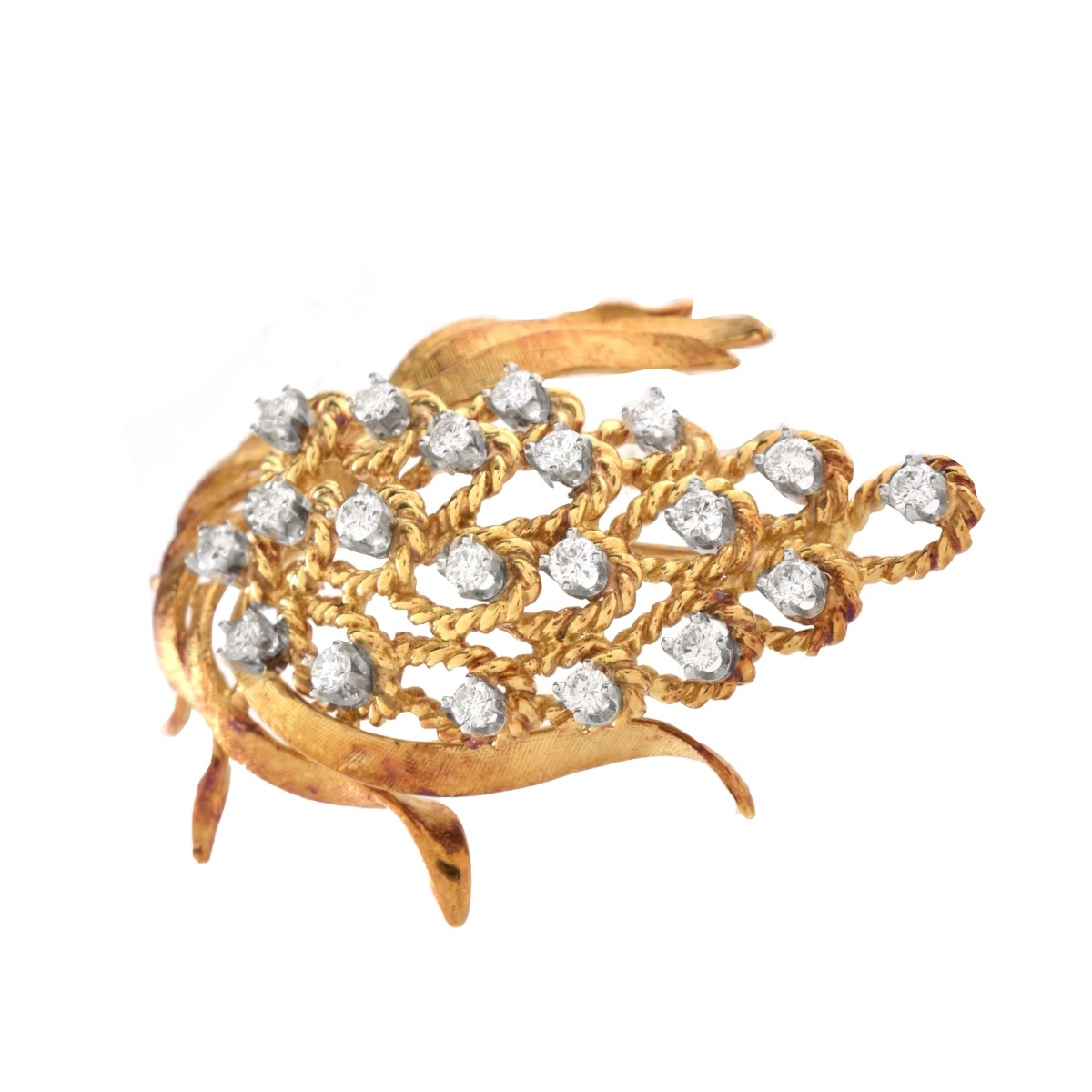 Vintage Diamond and 14K Brooch