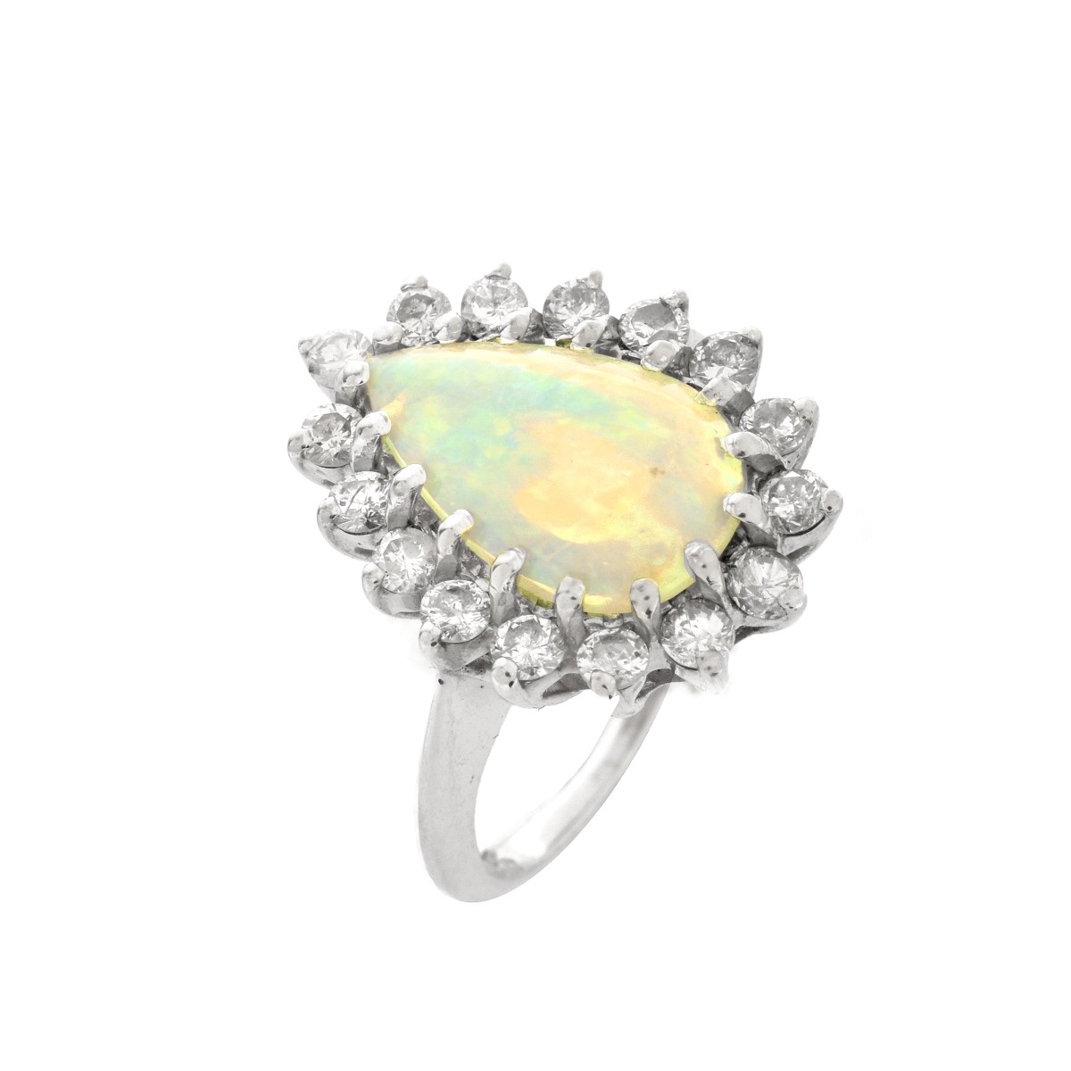 Opal, Diamond and 14K Ring