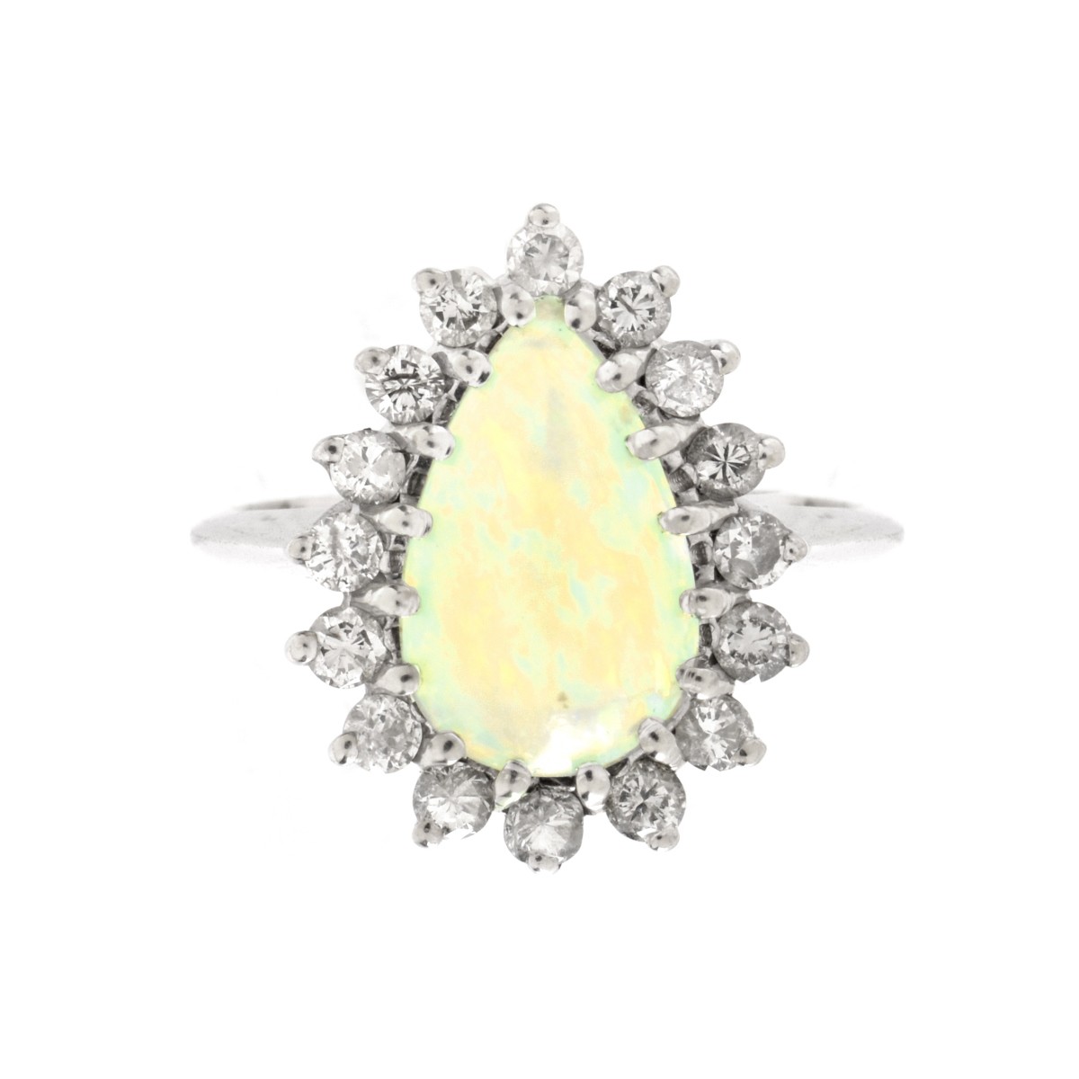 Opal, Diamond and 14K Ring