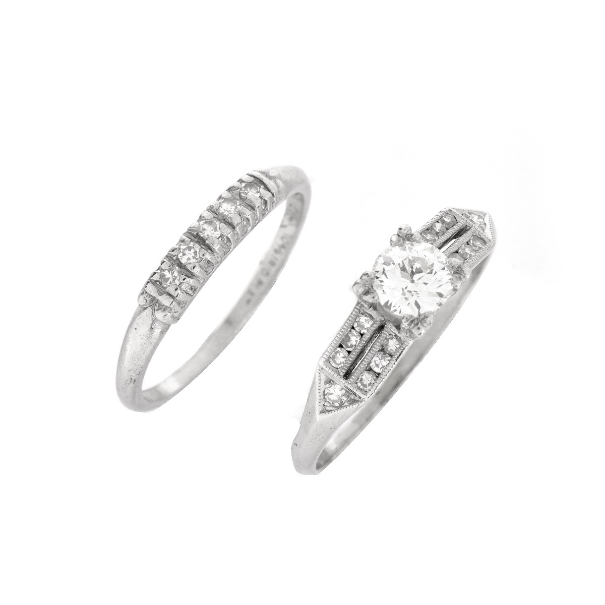 Art Deco Diamond and Platinum Ring Set