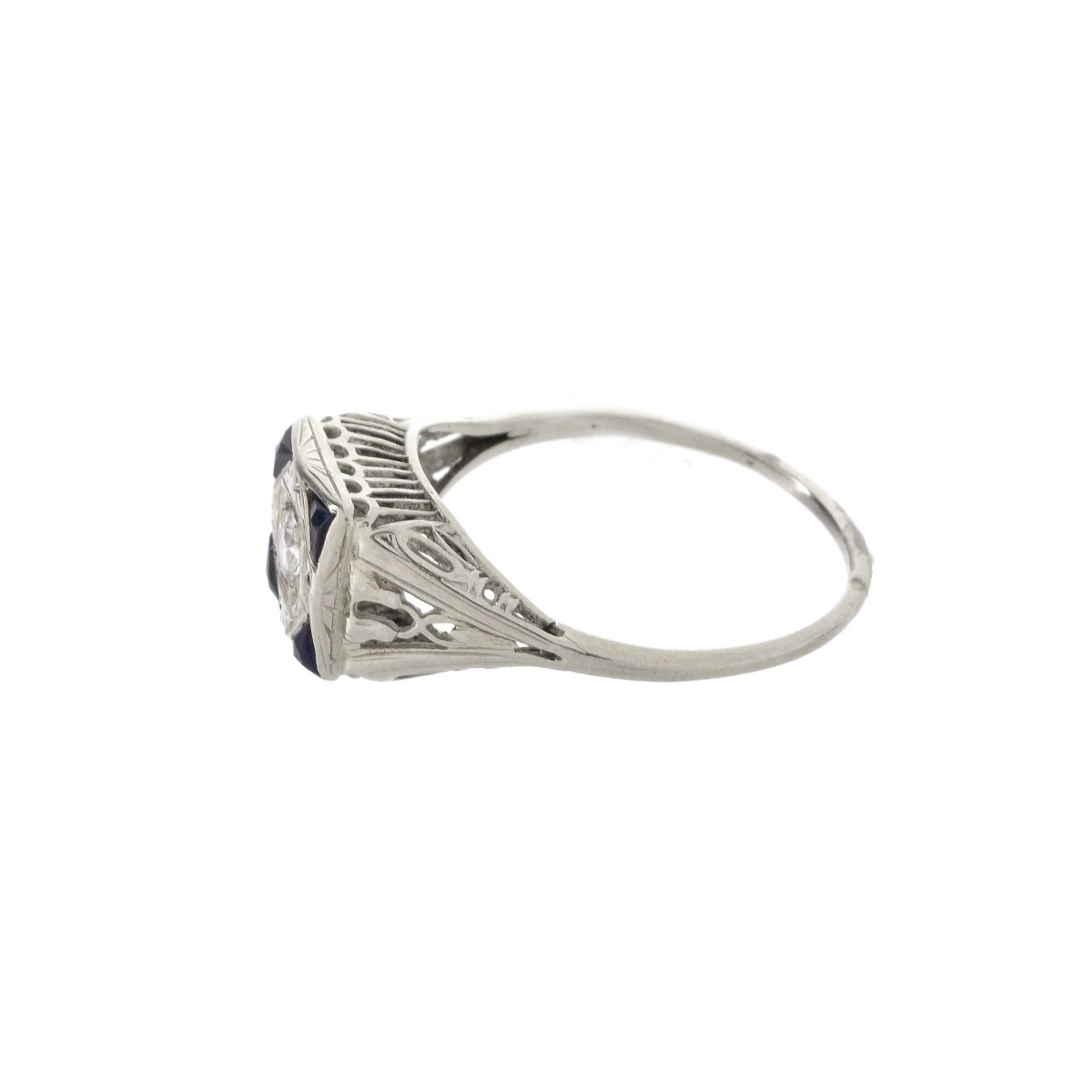 Art Deco Diamond Sapphire and 14K Ring
