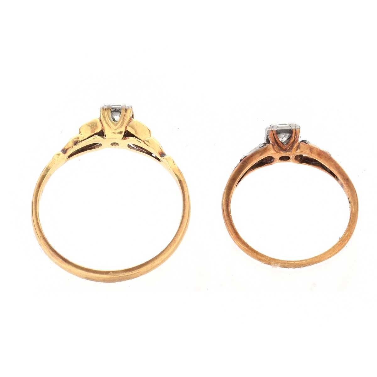 Two Diamond and 14K Rings