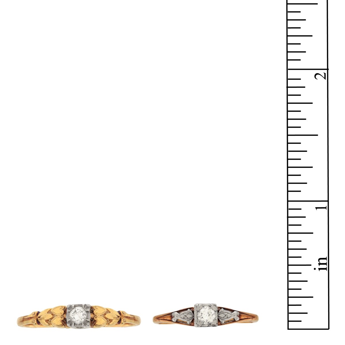 Two Diamond and 14K Rings