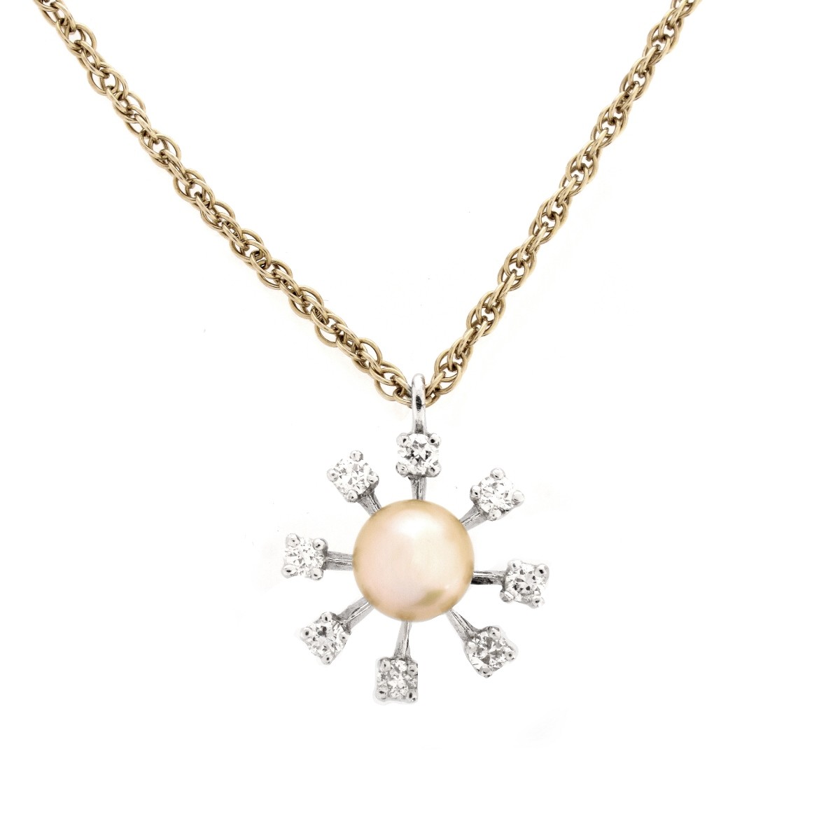 Diamond, Pearl and 14K Necklace