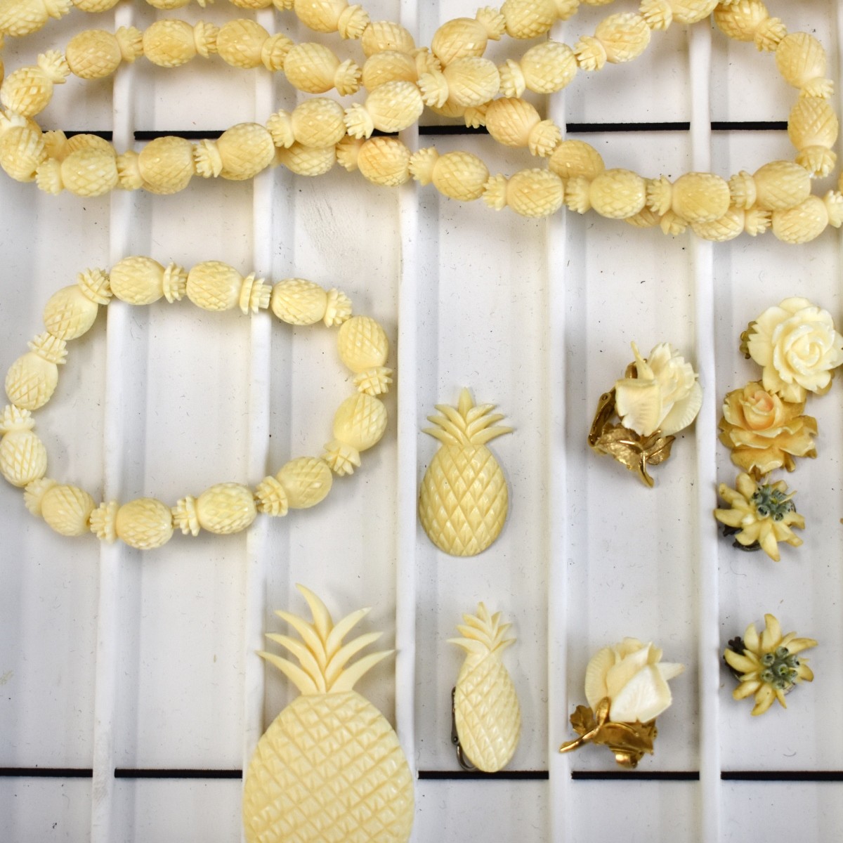 Assorted Carved Ivory Jewelry Items