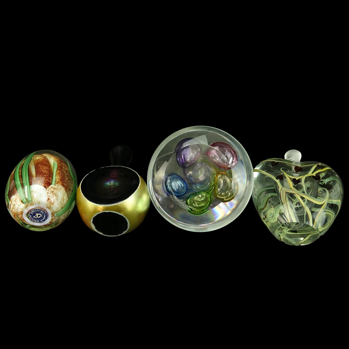4 pc Assorted Signed Art Glass