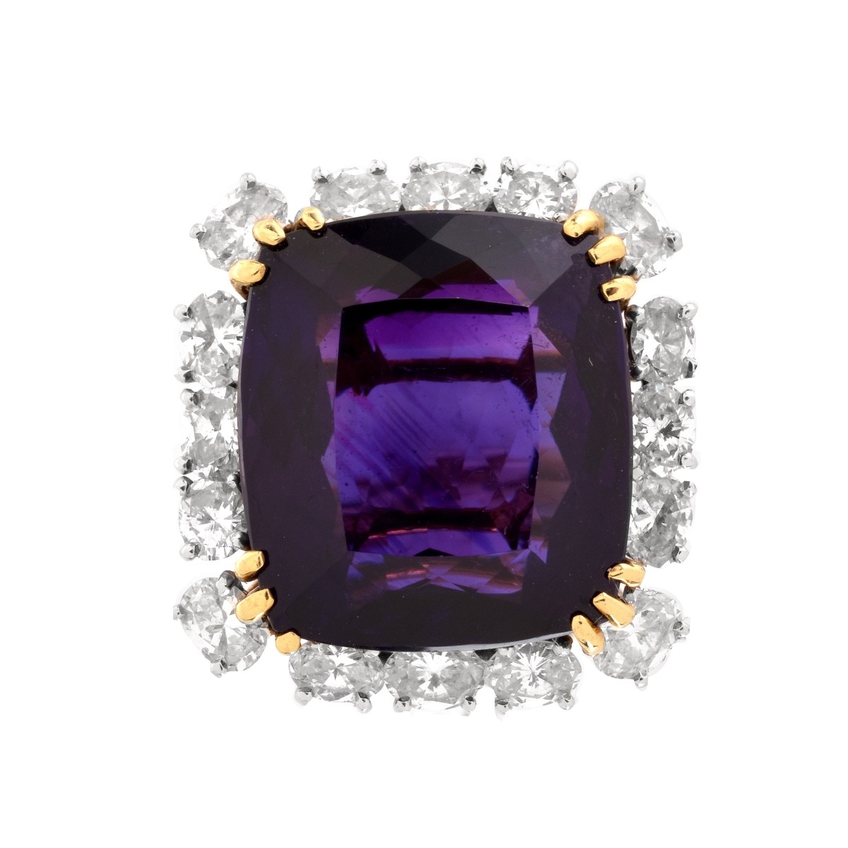 Amethyst, Diamond and 18K Ring