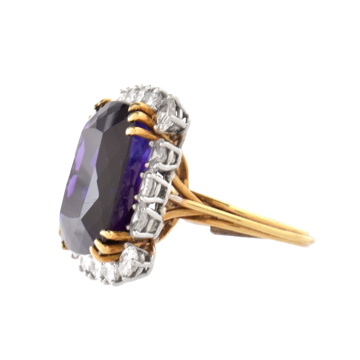 Amethyst, Diamond and 18K Ring