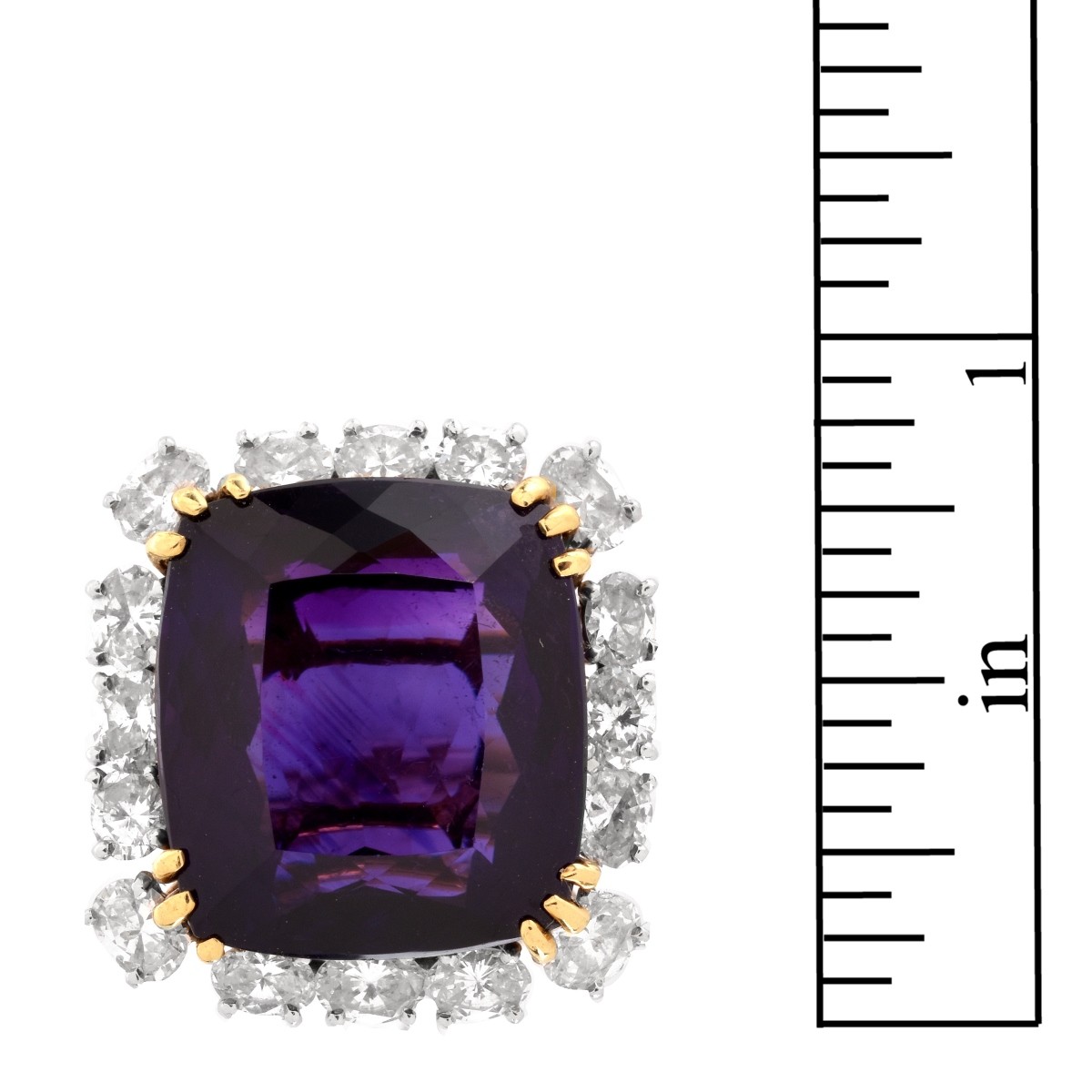 Amethyst, Diamond and 18K Ring