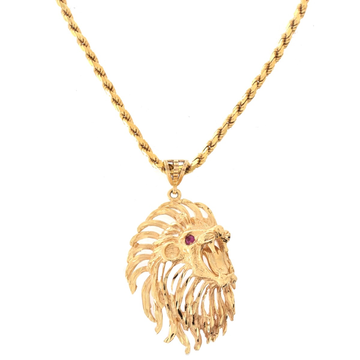 14K Lion Pendant and Chain