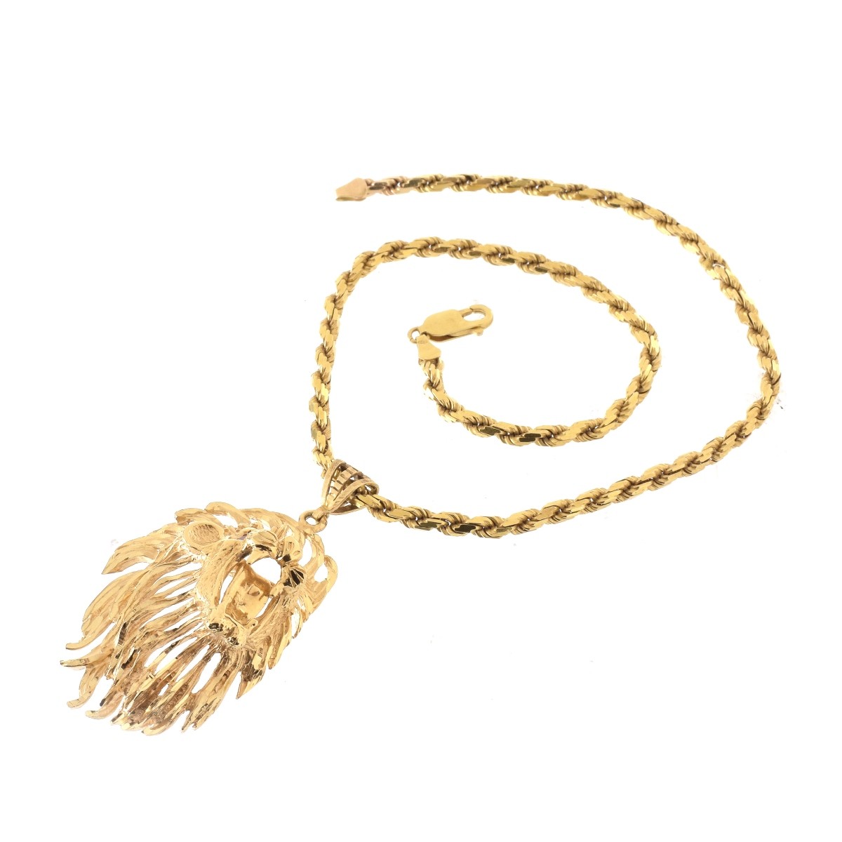 14K Lion Pendant and Chain