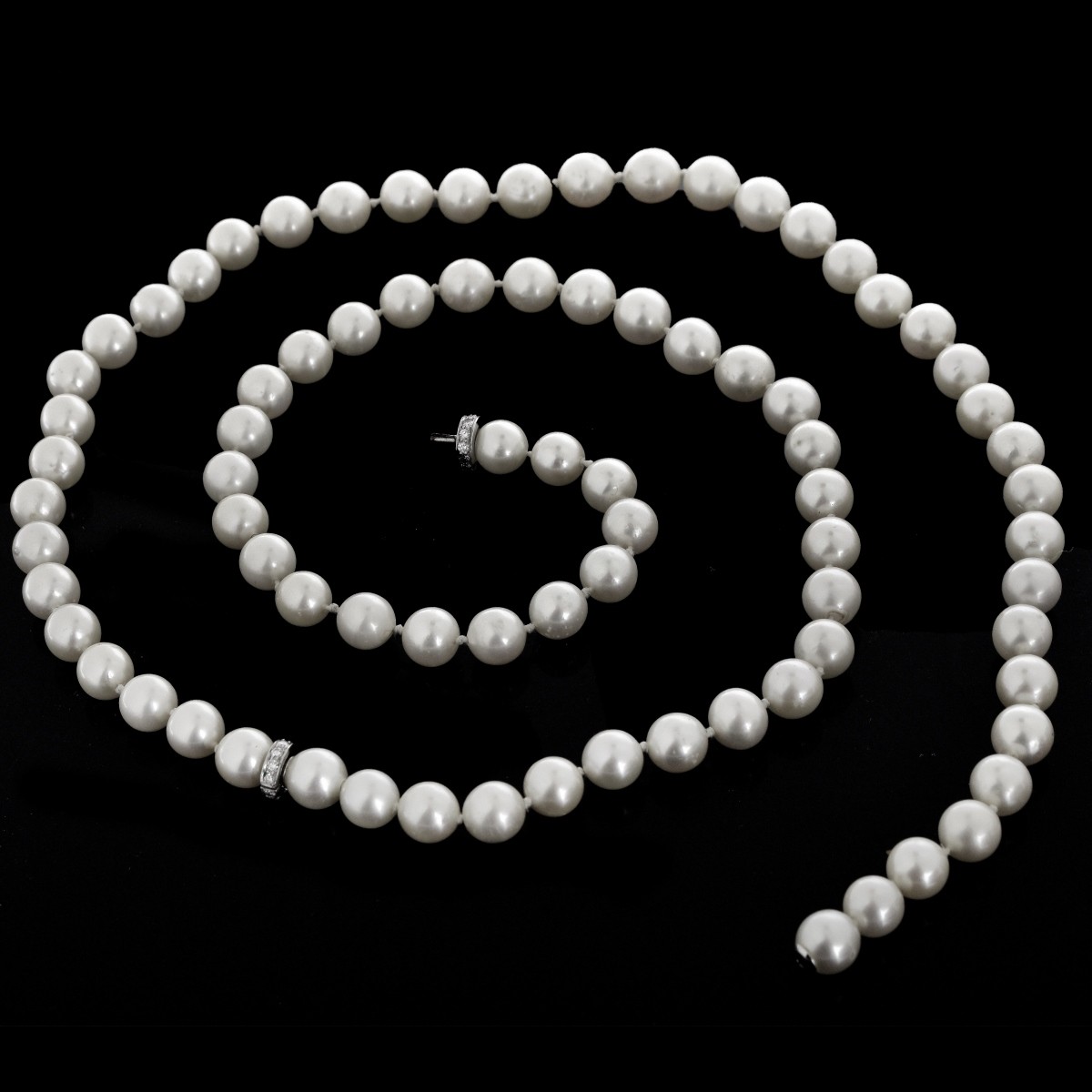 32" 8.5-9mm Pearl and Diamond Necklace