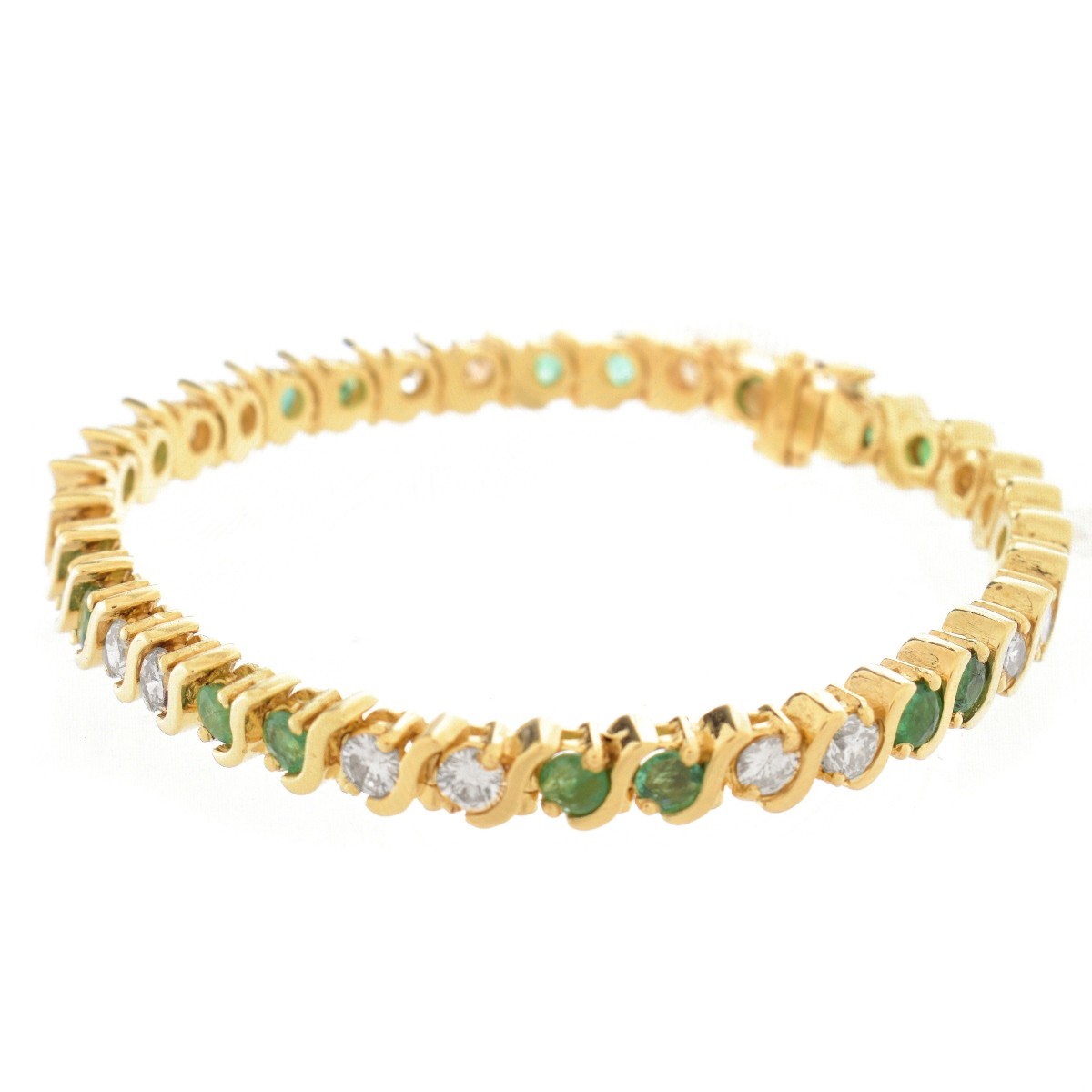 Diamond, Emerald and 14K Bracelet