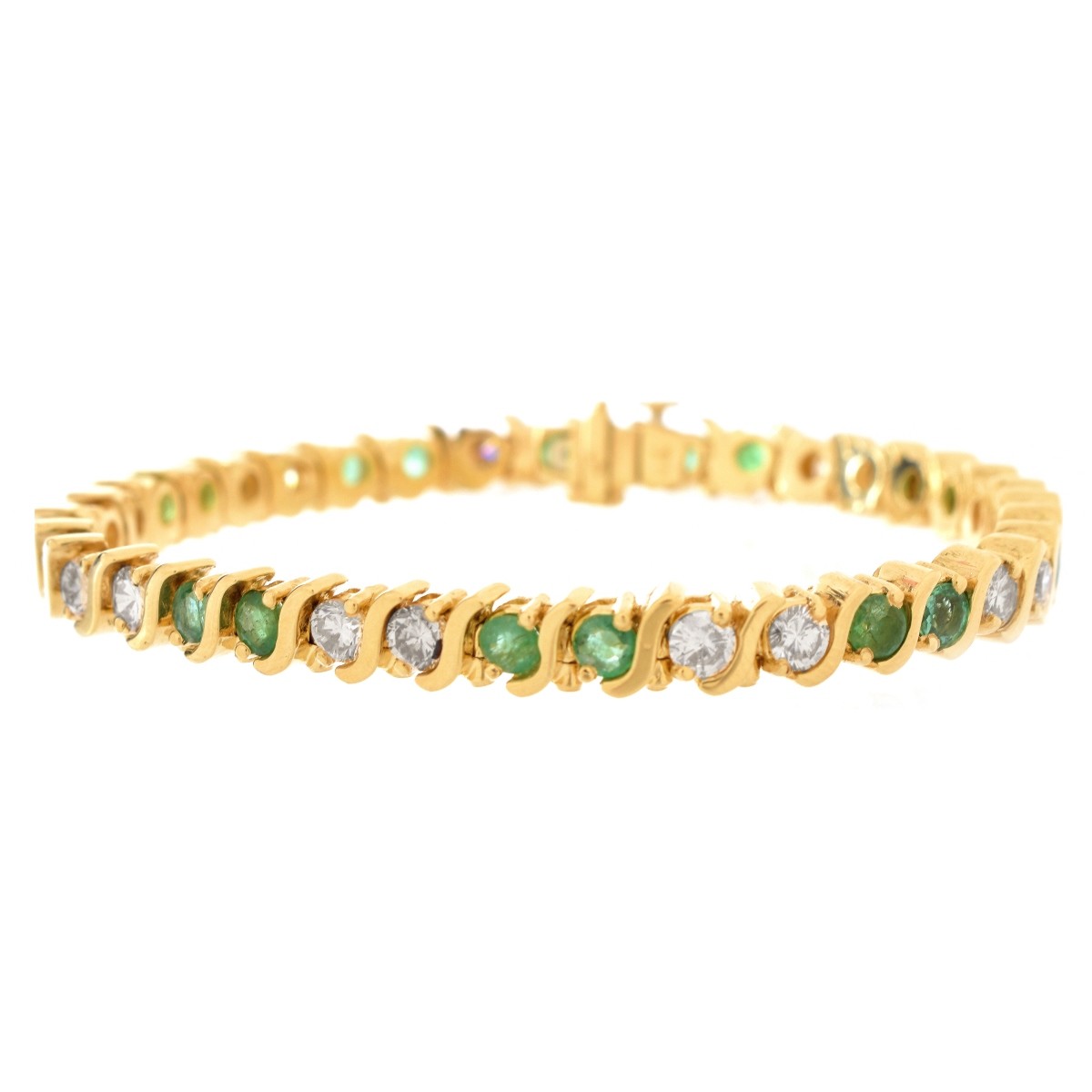 Diamond, Emerald and 14K Bracelet