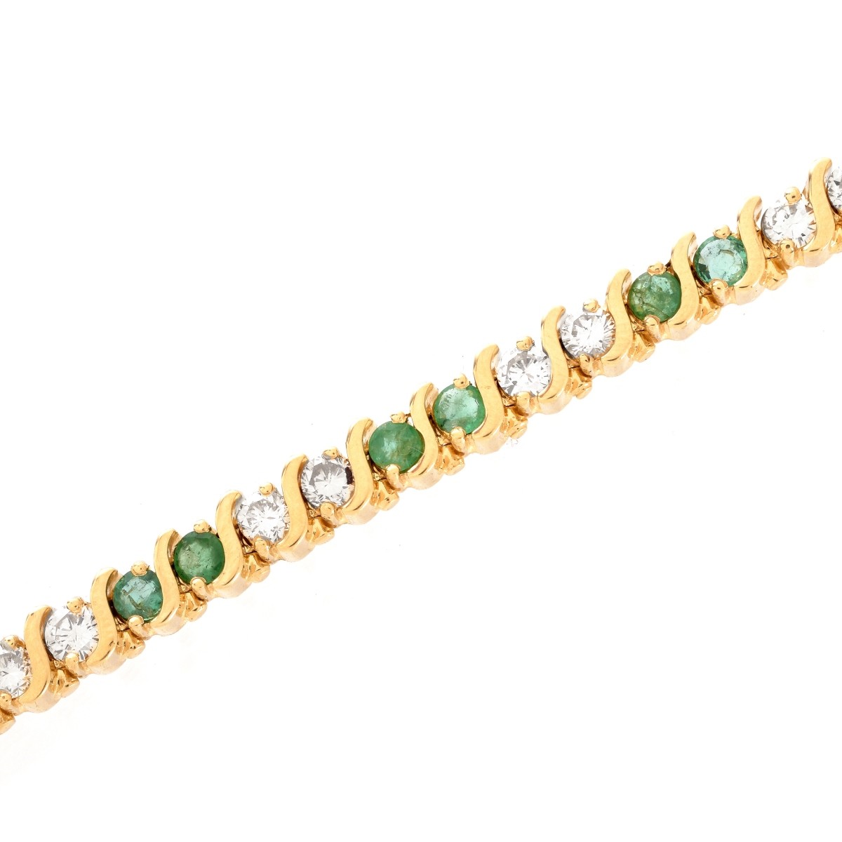 Diamond, Emerald and 14K Bracelet