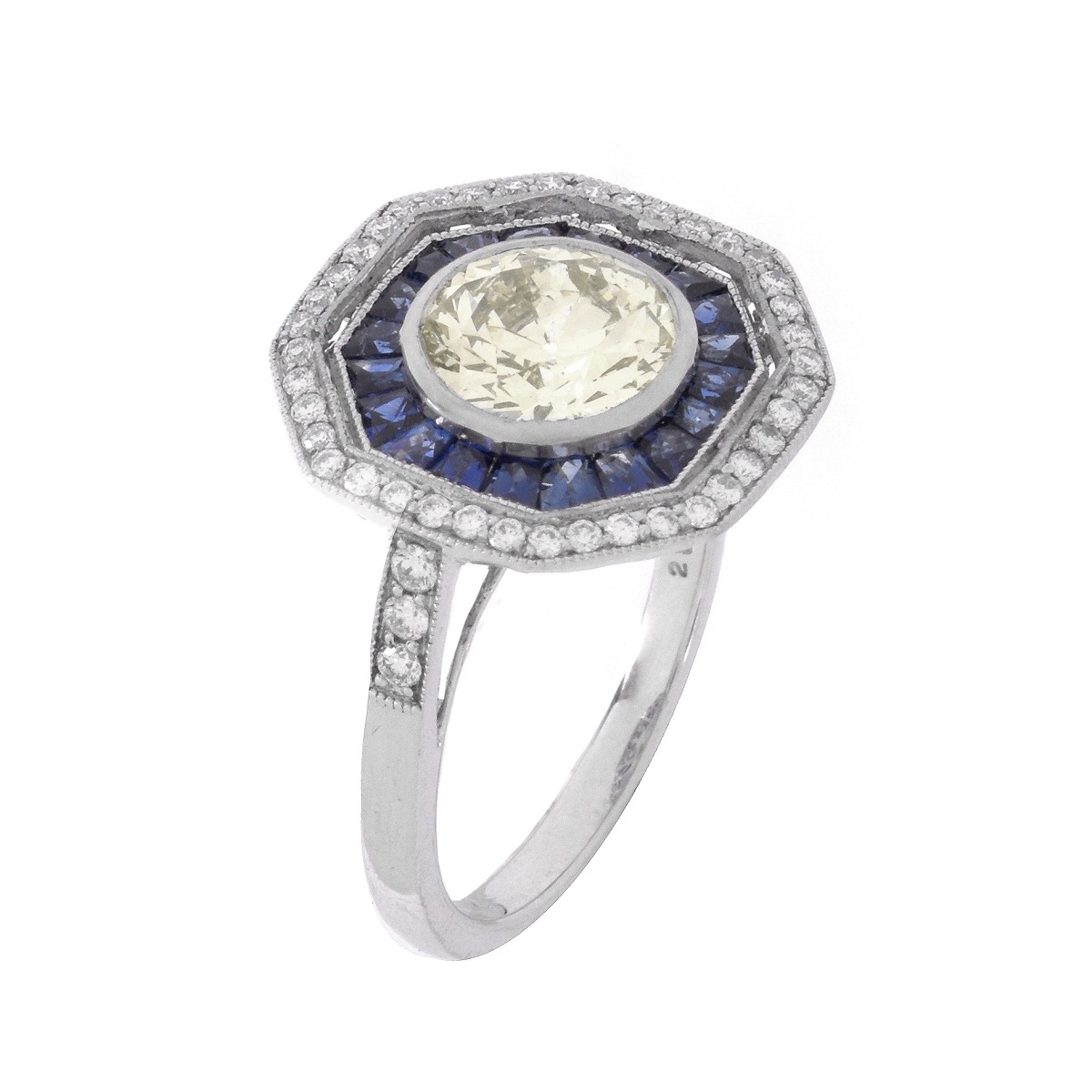 Diamond, Sapphire and Platinum Ring