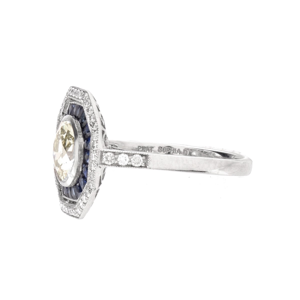 Diamond, Sapphire and Platinum Ring