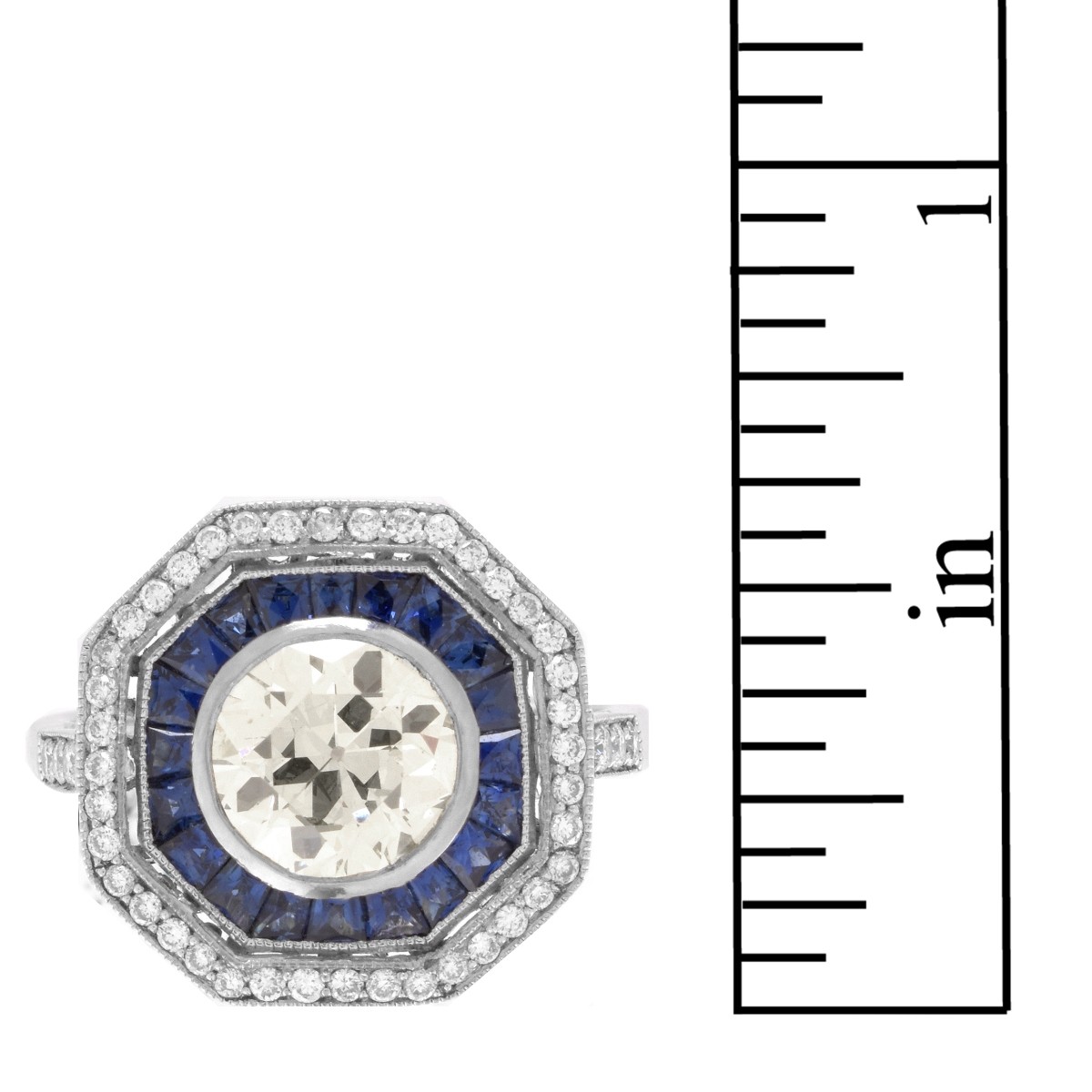 Diamond, Sapphire and Platinum Ring