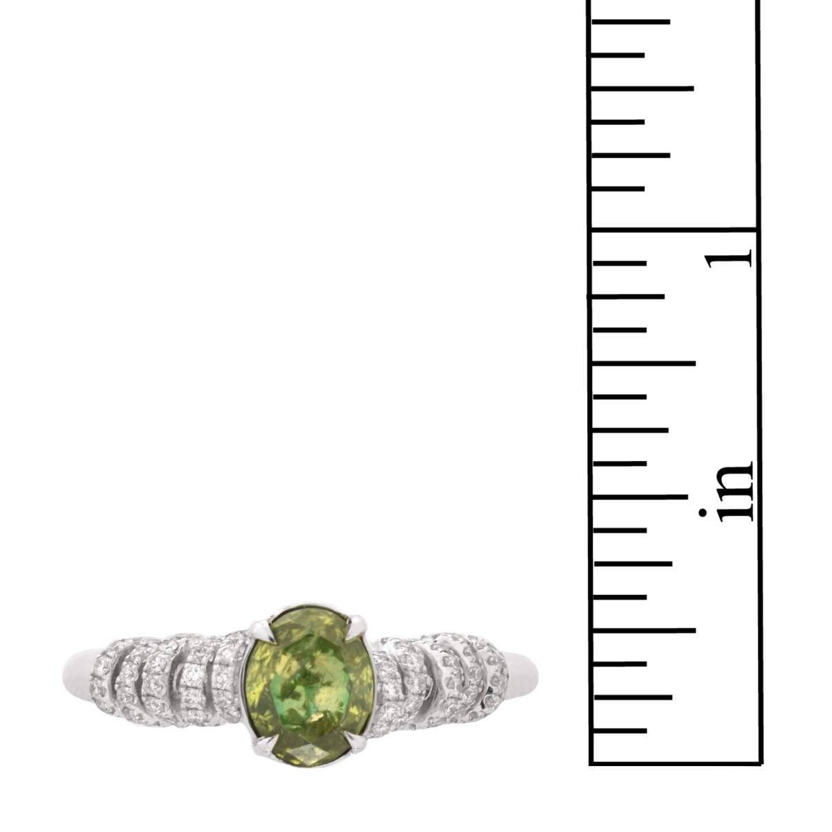 AGL Green Diamond and 18K Ring