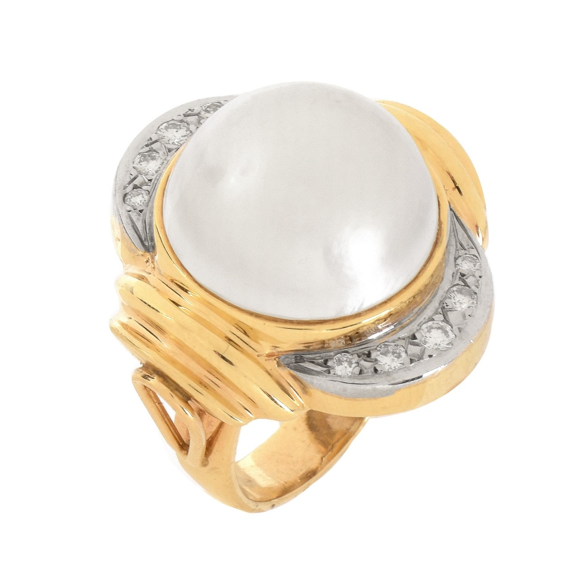 Pearl, Diamond and 14K Ring