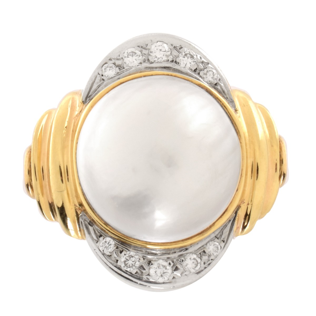 Pearl, Diamond and 14K Ring