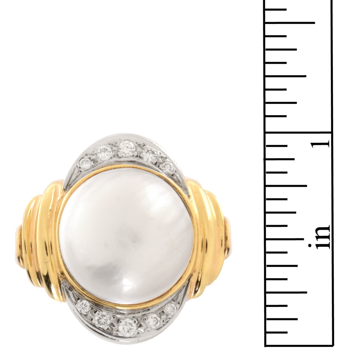 Pearl, Diamond and 14K Ring