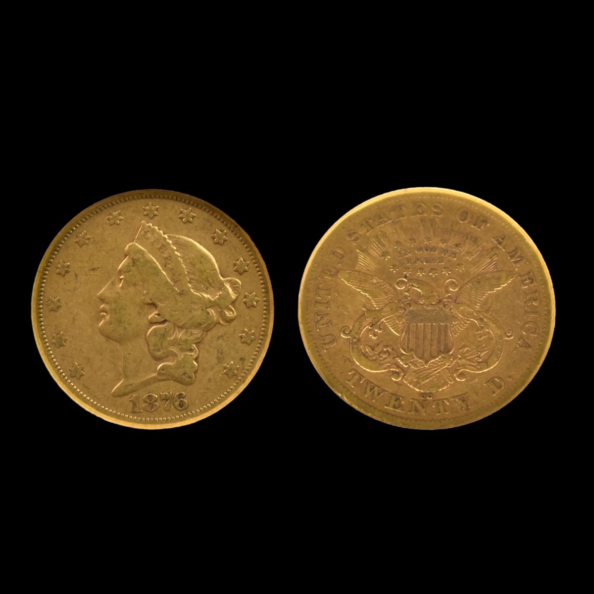 1876-CC US Liberty Head Twenty Dollar