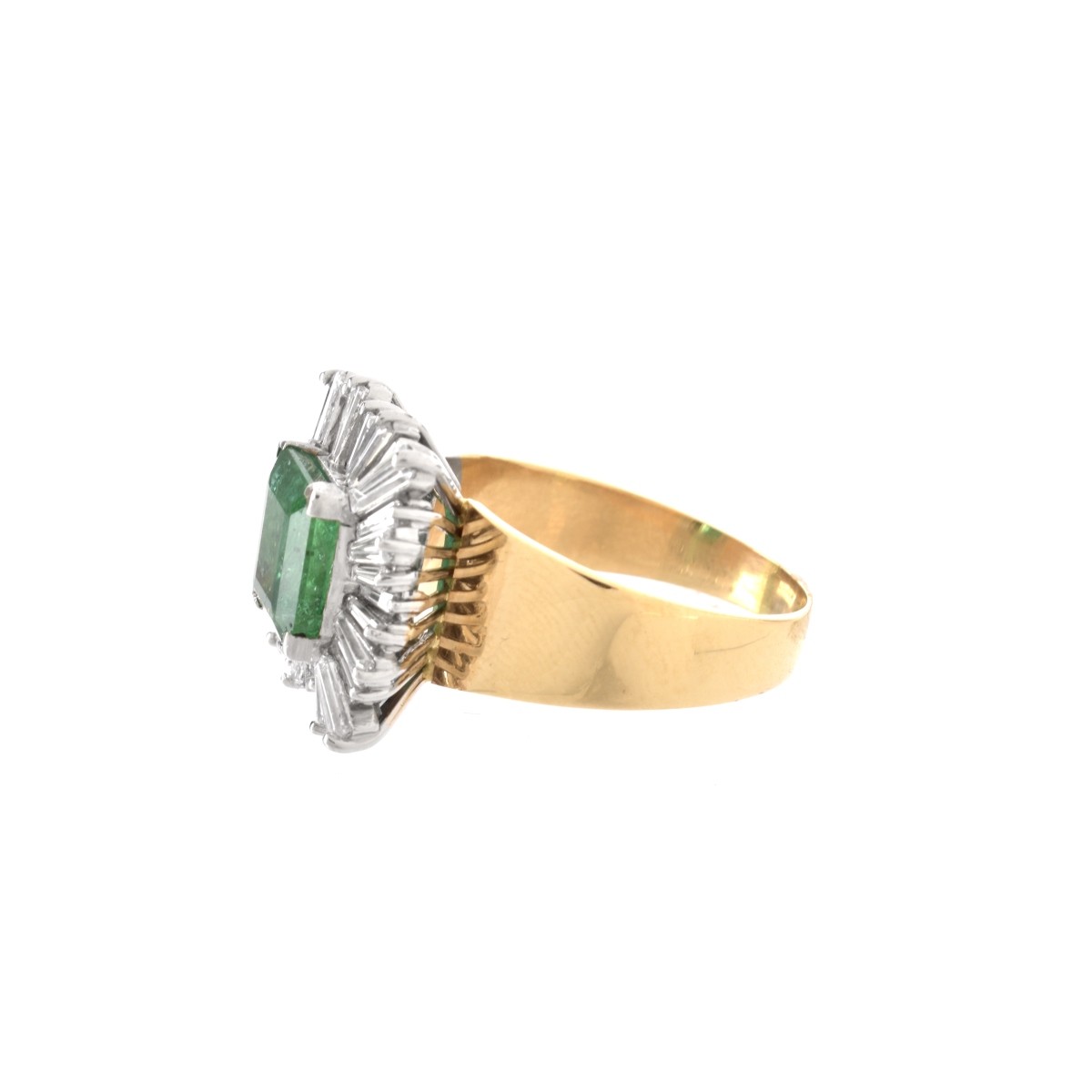 EGL Emerald, Diamond, Platinum and 14K Ring