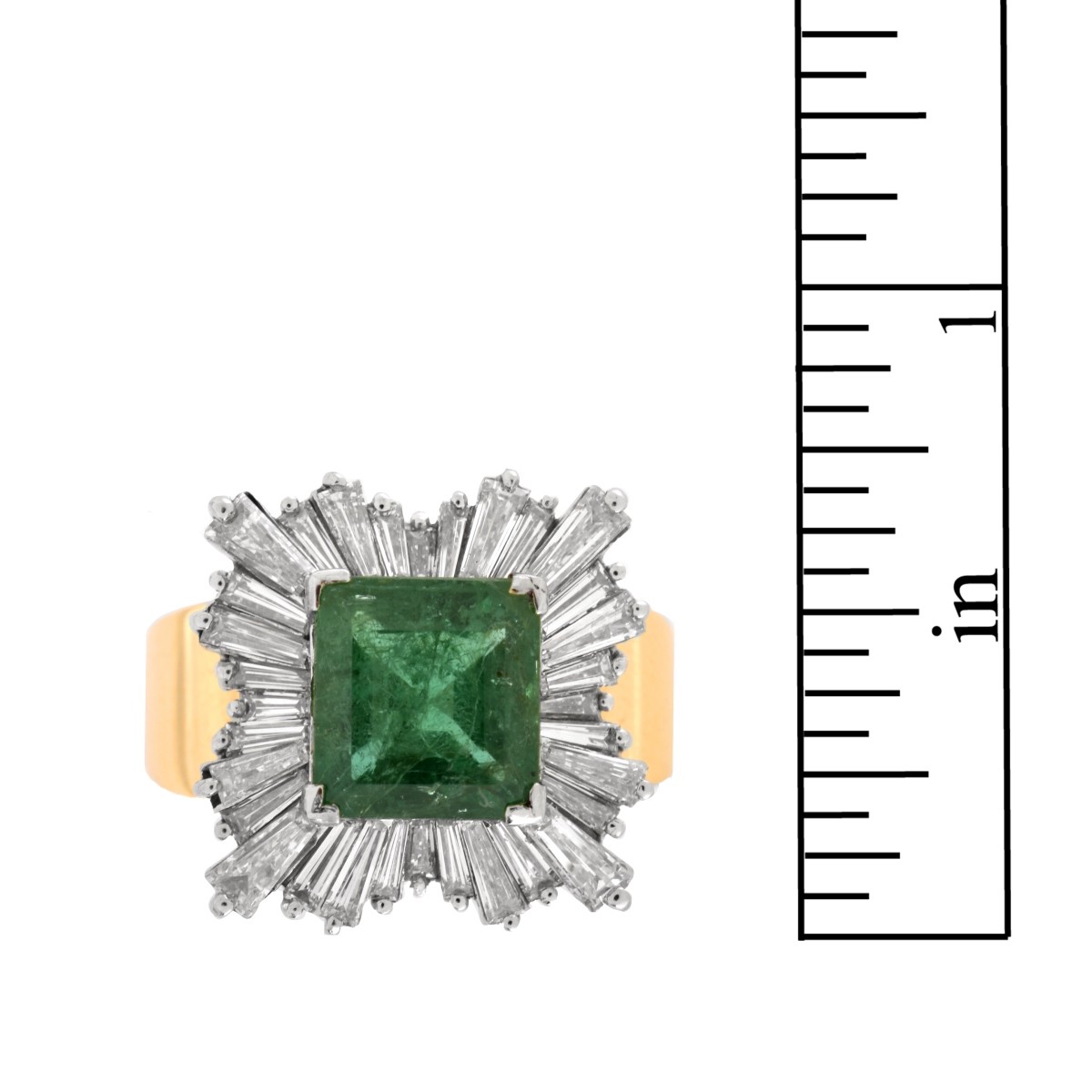 EGL Emerald, Diamond, Platinum and 14K Ring