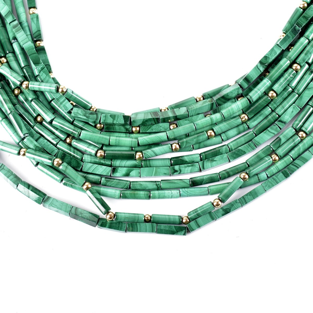 Malachite, Sapphire and 18K Necklace