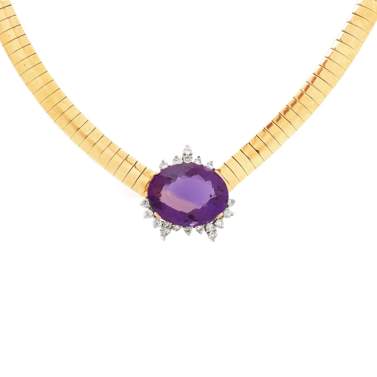 Amethyst, Diamond and 14K Necklace