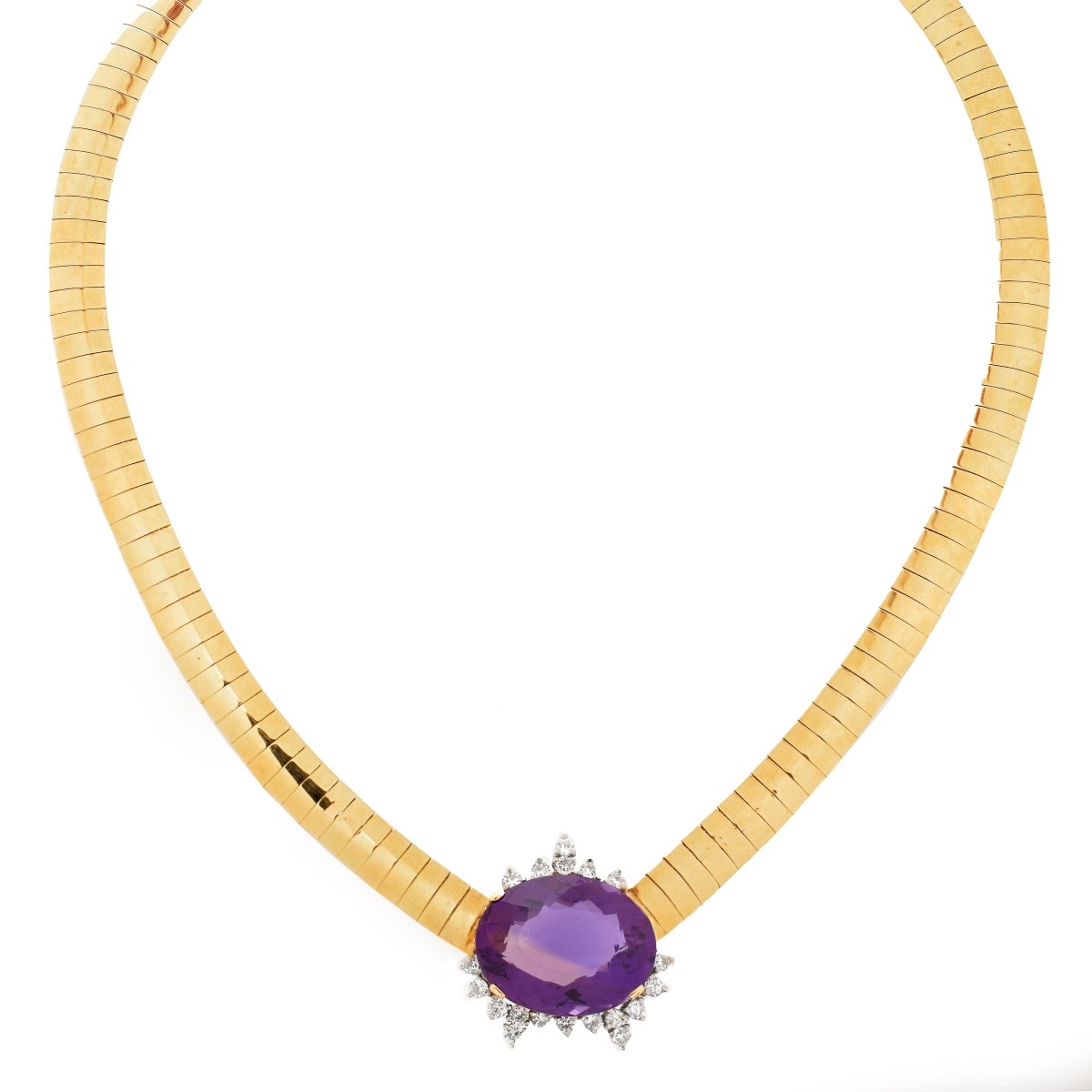 Amethyst, Diamond and 14K Necklace