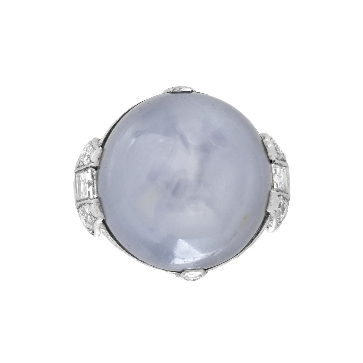 GIA Star Sapphire, Diamond and Platinum Ring