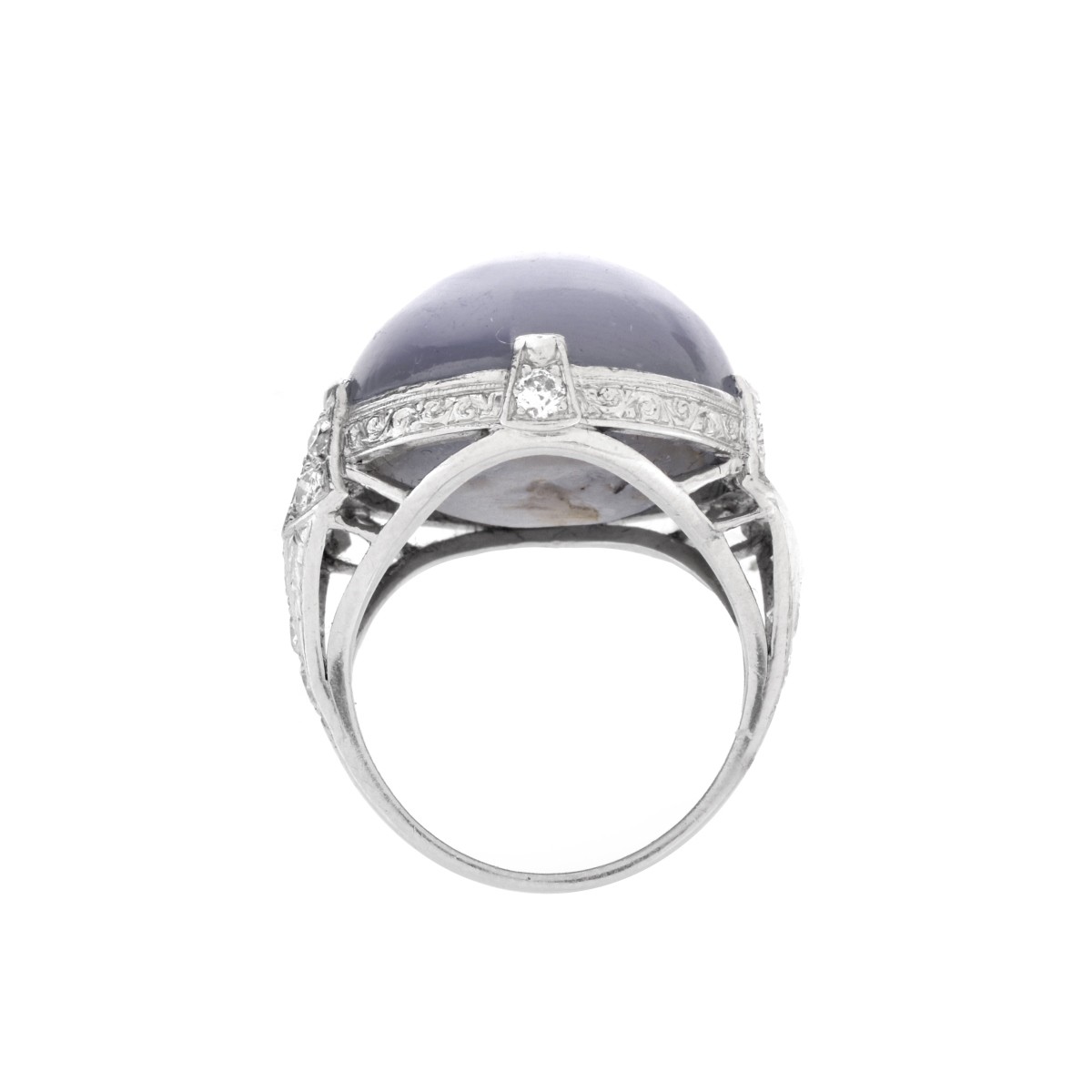 GIA Star Sapphire, Diamond and Platinum Ring