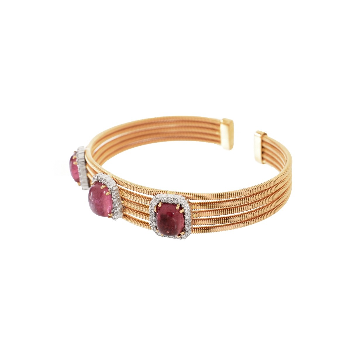 Tourmaline, Diamond and 18K Bangle