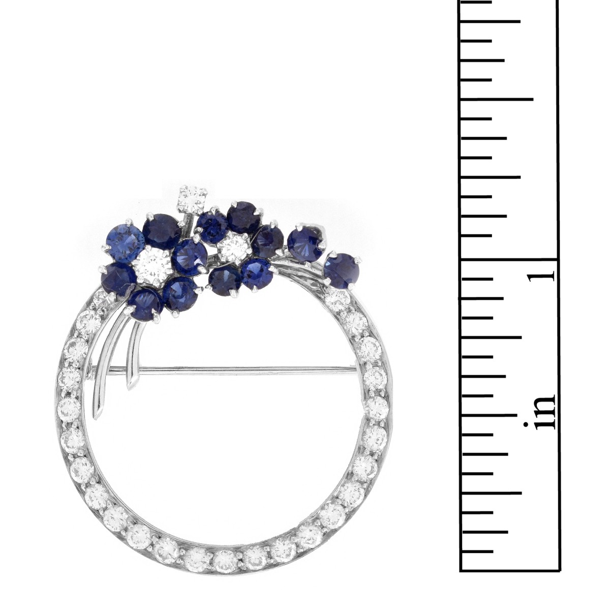 Diamond, Sapphire and 18K Brooch