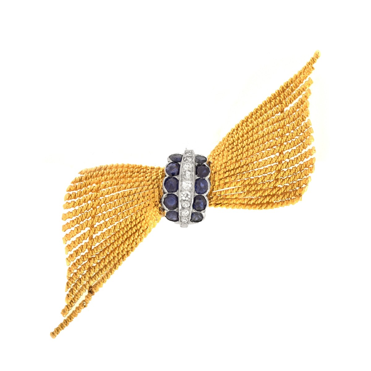 Diamond, Sapphire and 18K Brooch