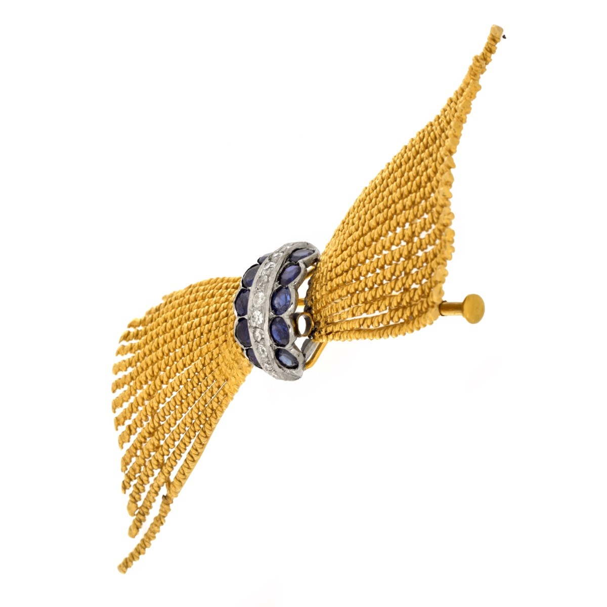 Diamond, Sapphire and 18K Brooch