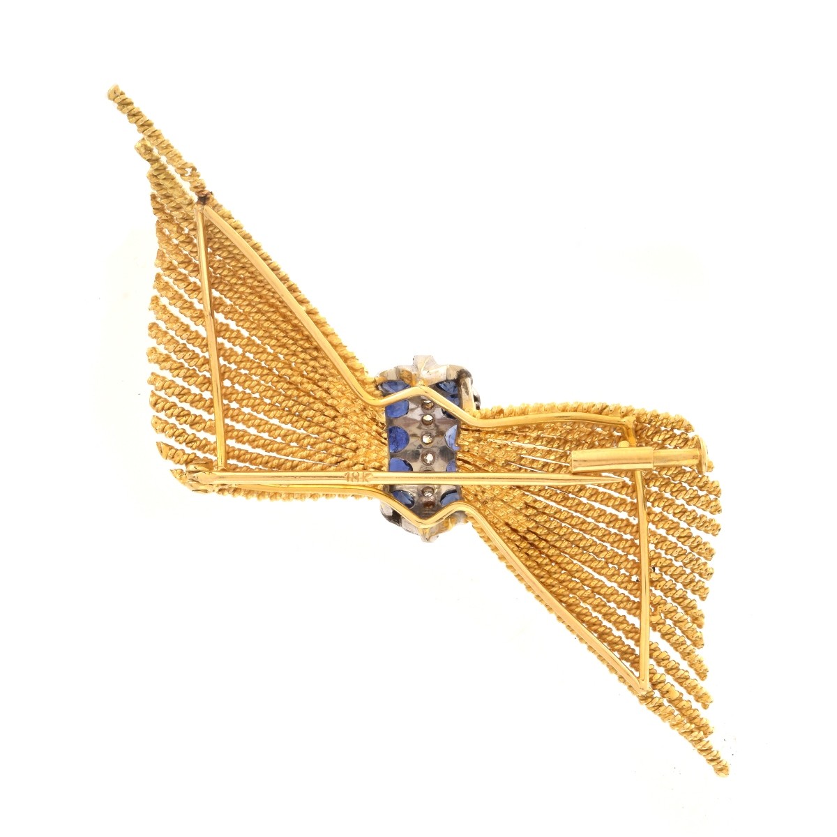 Diamond, Sapphire and 18K Brooch