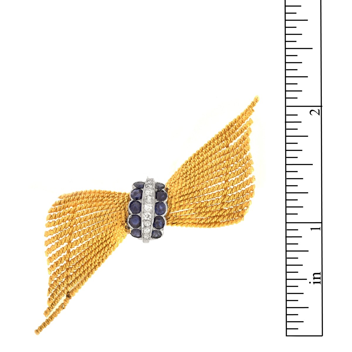 Diamond, Sapphire and 18K Brooch